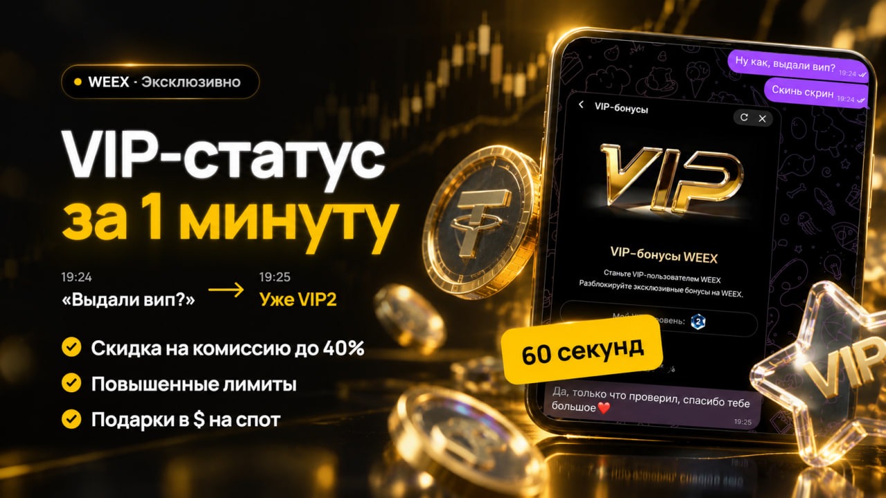 Переписка: VIP-статус на WEEX выдали за 1 минуту